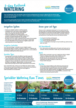 Irrigation Australia’s fact sheet with great tips to help you achieve a healthy waterwise garden on a two-day watering roster